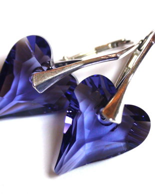 Cercei violet din Cristale Swarovski inima si argint 925 - CE352.2 - Cercei casual delicati, cercei eleganti, cercei romantici inima, cercei cristale violet