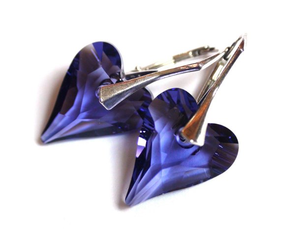 Cercei violet din Cristale Swarovski inima si argint 925 - CE352.2 - Cercei casual delicati, cercei eleganti, cercei romantici inima, cercei cristale violet
