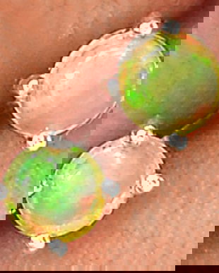 Ag441 - Cercei cu tija / surub, argint 925, fire opal etipian