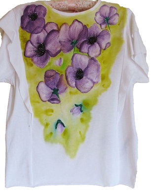 Tricou  pictat alb cu maneca scurta