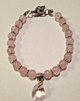 Bratara jad roz si lacrima Swarovski
