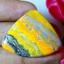 9506 - Cabochon, jasp bumble bee, galben orange gri negru, triunghi, 40x31mm