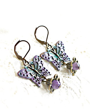 Cercei Fluture violet cu ametist