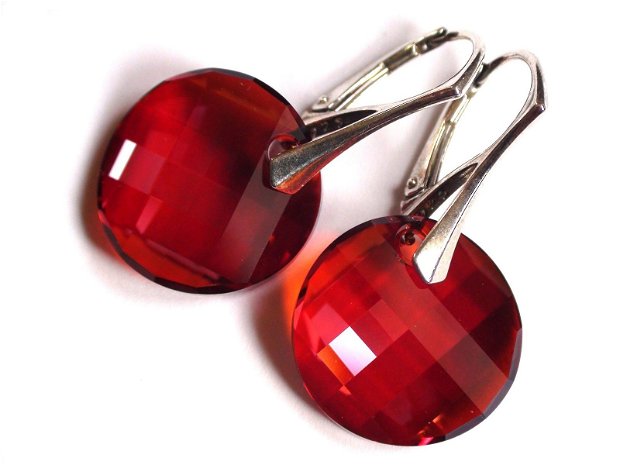 Cercei mari din Cristale Swarovski twist rosii si argint 925 - CE292.1 - Cercei casual delicati, cercei eleganti, cercei romantici, cercei stralucitori, cercei ocazie