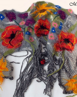 Vandut Sal gri din tricot cu flori impaslite