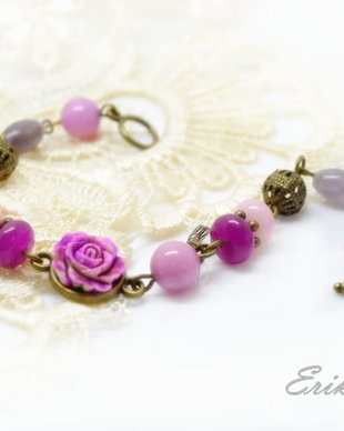 Bratara  mov pastel floral
