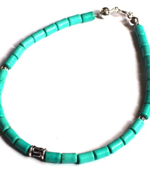 Bratara barbati / unisex din Argint 925, Argint Bali si Howlite turcoaz - BR359 -  Bratara eleganta masculina, bratara casual, bratara barbateasca, bratara pietre semipretioase