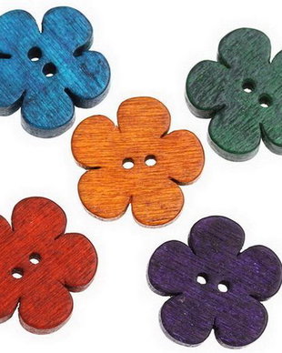 9516 - (50buc) Nasturi din lemn, multicolor, 18x17mm