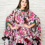 bluza/poncho cu flori ,dantela si croset