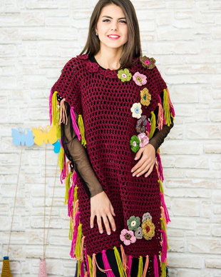 poncho plin cu flori pt tine