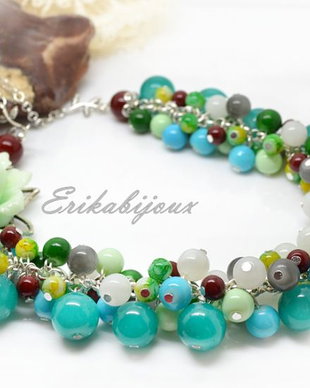Colier floare verde amazonit