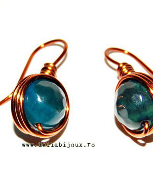 Cercei agate - cupru