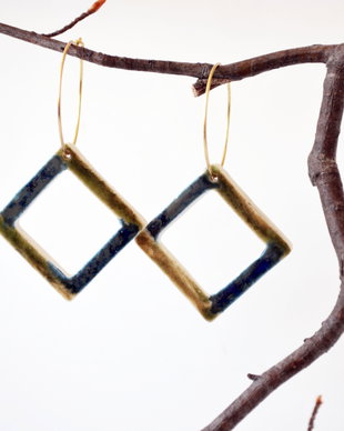 cercei portelan si gold filled - NEGATIVE POSITIVE SPACE