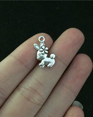 10 x Charm argintiu - iepuras