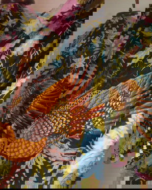 ESARFA FLORAL MATASE NATURALA