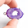 Conector cu agata & quartz druzy mov  in rama argintata