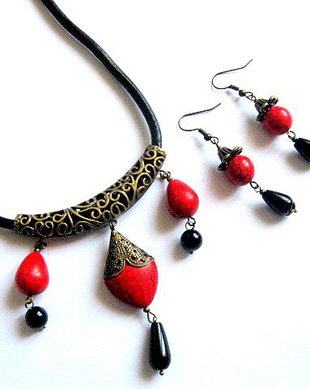 Set onix si howlite rosu 28615