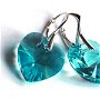 Cercei mari turcoaz din Cristale Swarovski inima si argint 925 - CE328 - cercei albastri, cercei stralucitori, cadou romantic