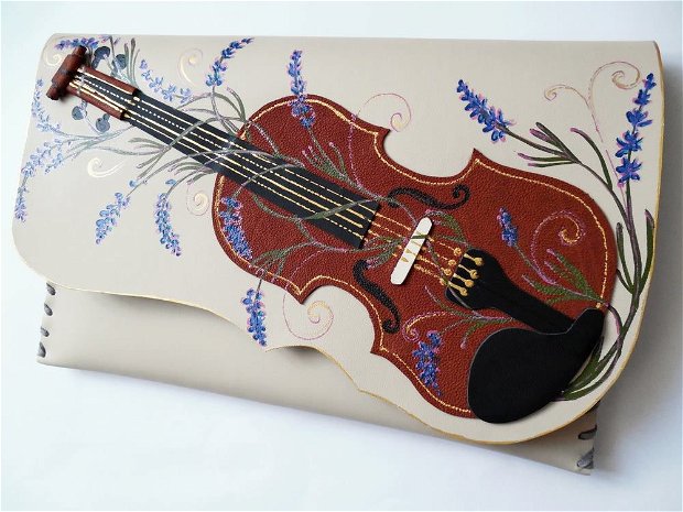 Plic handmade unicat -Violin in Lavender