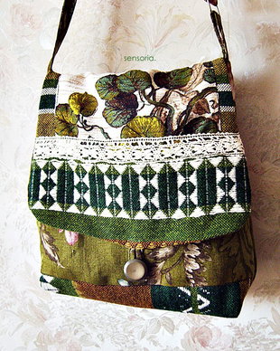 geanta etno  verde vegetal
