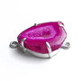 Conector cu agata druzy magenta in rama argintata