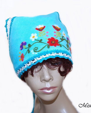 Vandut Bandana/ Batic din bumbac cu motiv floral impaslit                                                                                                             -