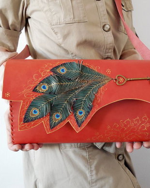 Geanta "Crossbody" handmade unicat - Key to Featherland