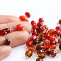Margelute  Red-Orange-Amber - {10buc} - prinse cu ace decorative aurii cu bila
