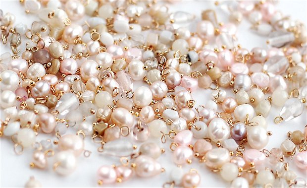Margelute  Glass & Pearls  {10buc} - prinse cu ace decorative aurii cu bila