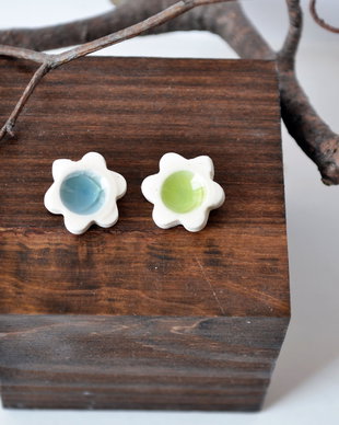 cercei-floricele din portelan/sticla/argint - SPRING + inca 15% reducere cu codul primavara15 valabil pana pe 23 aprilie la toate produsele inclusiv cele reduse