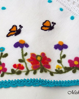 vandut Bandana/ Batic din bumbac cu motiv floral impaslit -