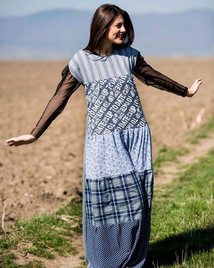 rochie albastra foarte lunga