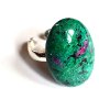 Inel reglabil din Argint 925 si Rubin in zoisit - IN364 - Inel verde rosu, cadou romantic delicat, inel pietre semipretioase