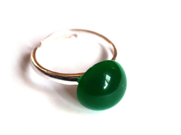 Inel delicat si cercei cu surub din Argint 925 si Agata verde rotunda - IN367, CE367 - Inel pietre semipretioase, inel reglabil, cadou pentru ea, cadou romantic, cercei verzi