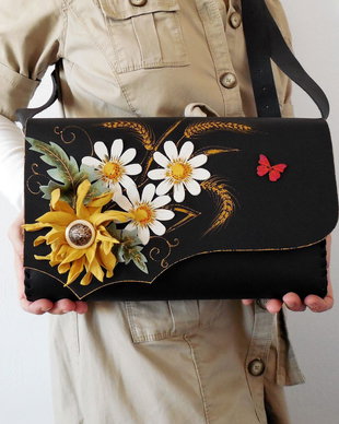 Geanta "Crossbody" handmade unicat- Sunflower
