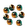 Margele sticla fatetate electroplacate auriu - verde smarald 8mm GSLAK 325