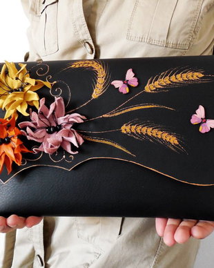 poseta plic handmade unicat din piele - Colorful