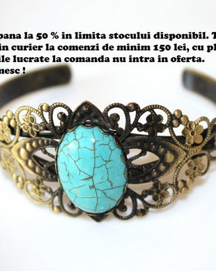 Bratara bronz antic si turcoaz