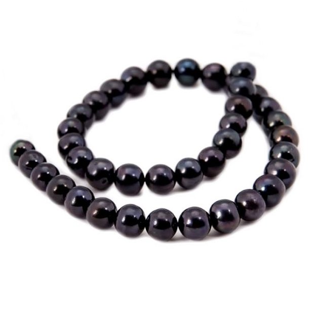 Perle cultura negre cu irizatii indigo 6-7mm
