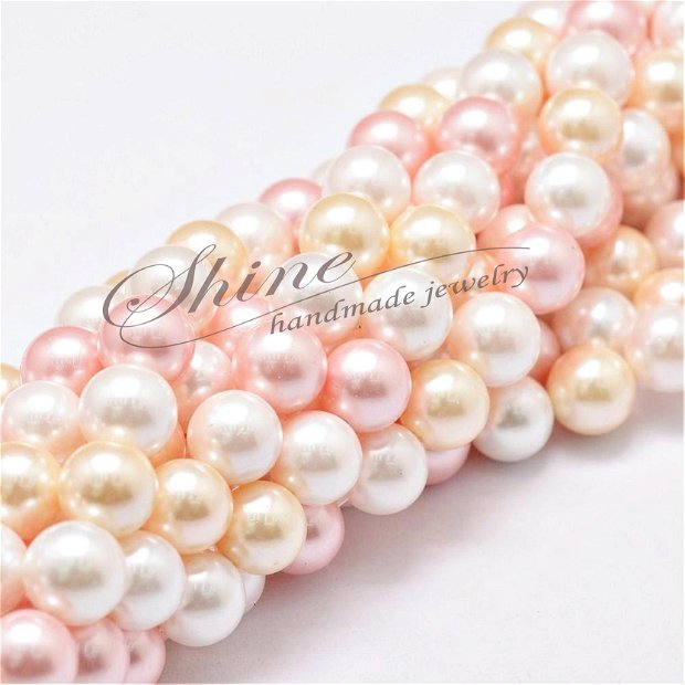 Perle de Mallorca, 10mm, roz, alb, piersica
