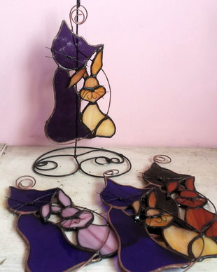 Suncatcher pisoias si iepuras vitraliu