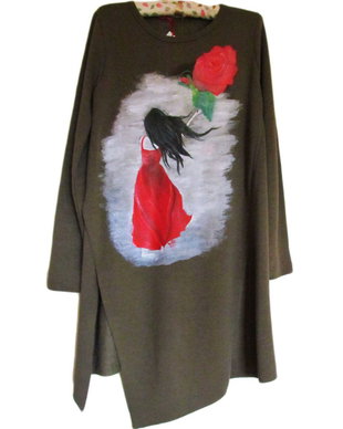Bluza pictata manual asimetrica