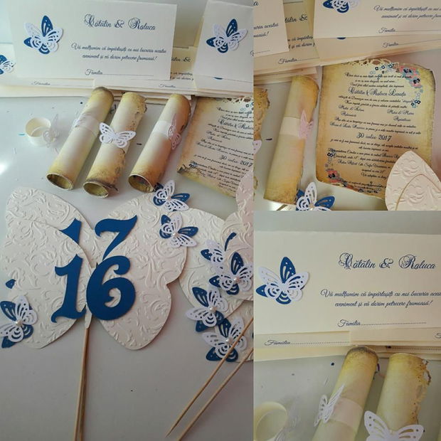 Invitatii vintage rulate