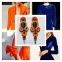 Cercei lungi portocaliu cu albastru, cerceii culori intense, cerei oversized, cercei statement, cercei haute couture, cercei unicat, cercei cu Lapis Lazuli