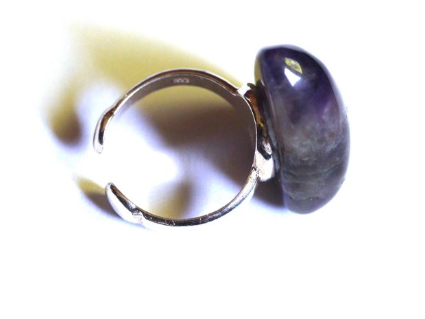 Inel reglabil din Argint 925 si Ametist mov lacrima - IN373 - Inel romantic violet, inel pietre semipretioase, cadou pentru sotie