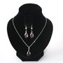 Set elegant din inox si cristale sticla lacrimi fatetate roz pal
