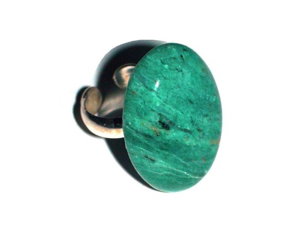 Inel reglabil din Argint 925 si Bloodstone Australia - IN376 - Inel oval verde, cadou romantic, inel pietre semipretioase, cadou 8 martie sotie