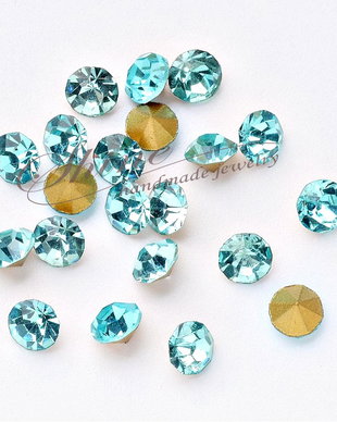 Strasuri conice rhinestone, Aquamarine (10buc)