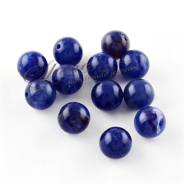 Margele acril, Medium Blue, 12mm