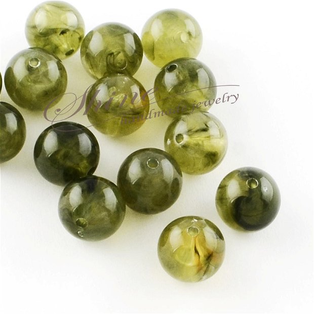 Margele acril, olive, 12mm